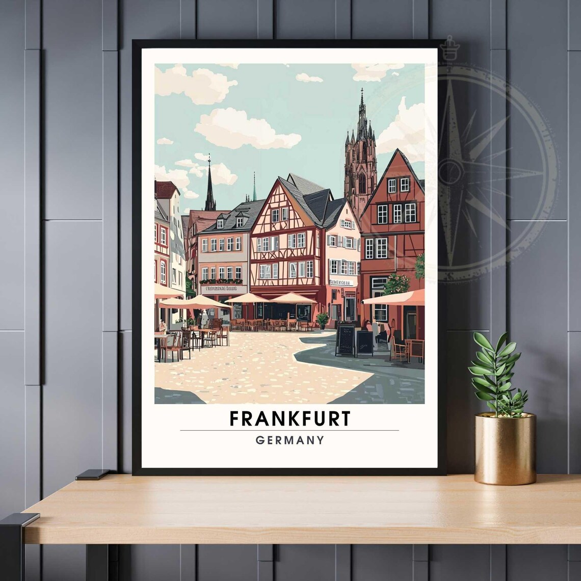 Frankfurt Germany Historic Old Town Half Timbered Houses Travel Poster