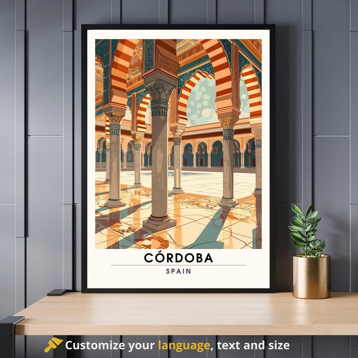 Cordoba Spain Mezquita Arches Cathedral Mosque Travel Poster