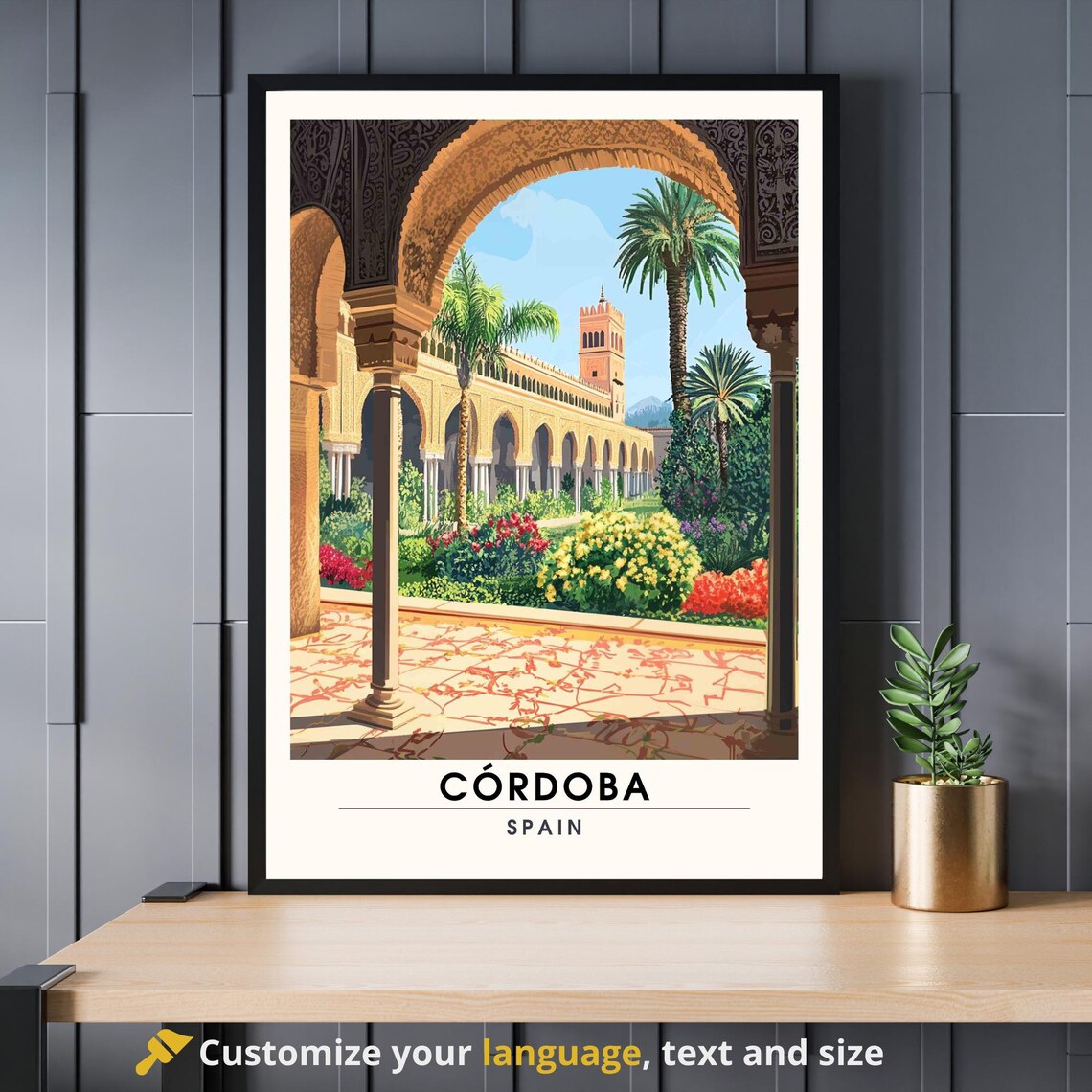 Cordoba Spain Moorish Arches Courtyard Travel Souvenir Poster