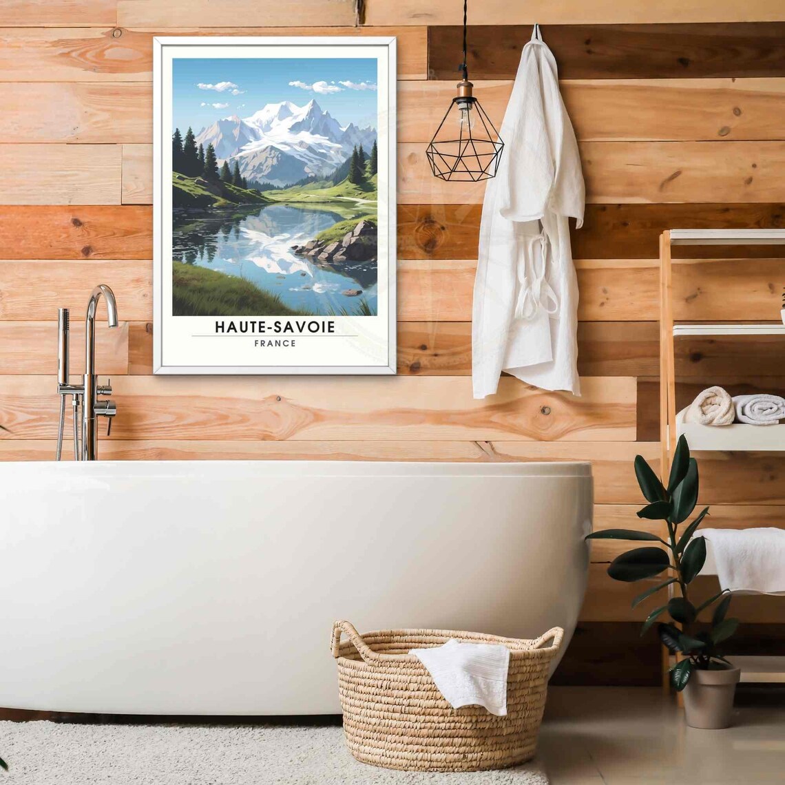 Haute-Savoie France Alpine Lake Reflection Mountain Art Travel Poster - Image 2
