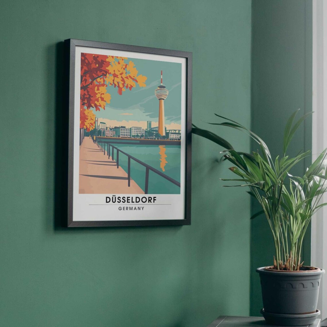 Düsseldorf Rhine Promenade Autumn Rheinturm Germany Art Poster - Image 4
