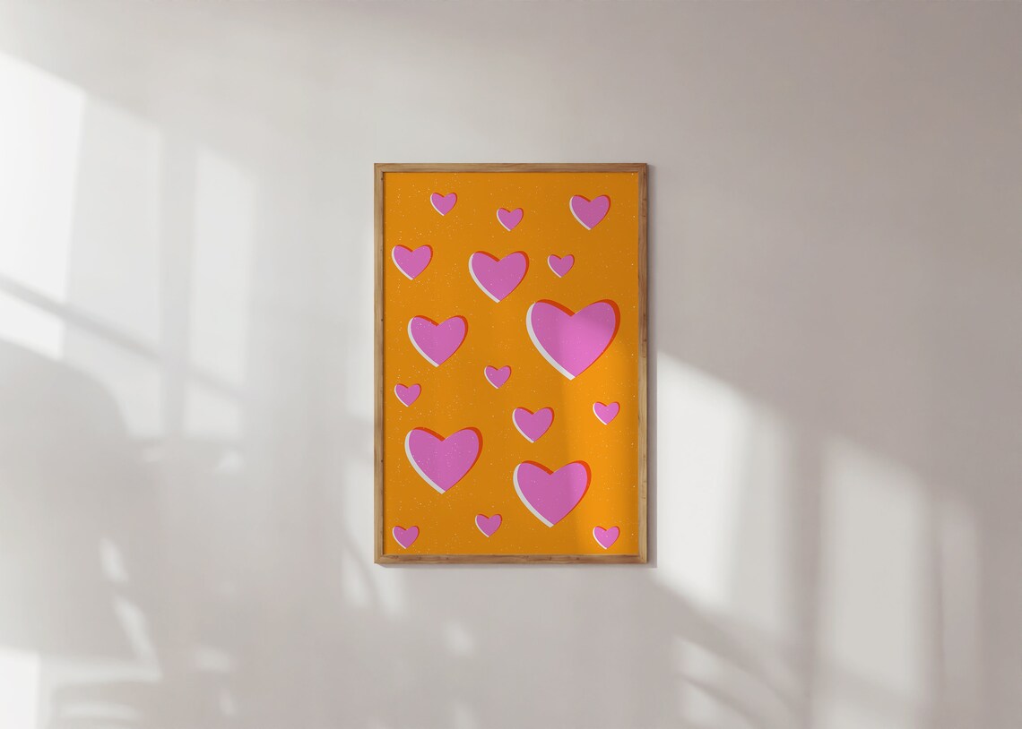 Colorful Hearts Wall Art Abstract Geometric Print