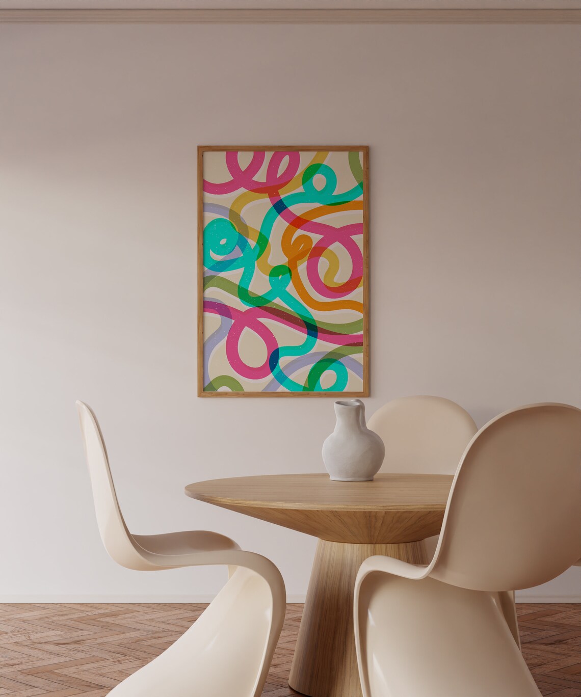 Colorful Abstract Swirl Art Print Modern Geometric Wall Decor