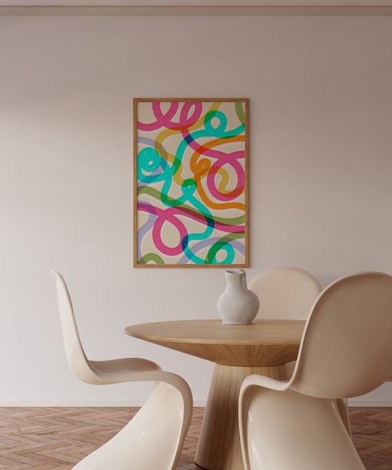 Colorful Abstract Swirl Art Print Modern Geometric Wall Decor