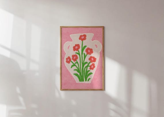 Floral Vase Art Print, Colorful Abstract Botanical