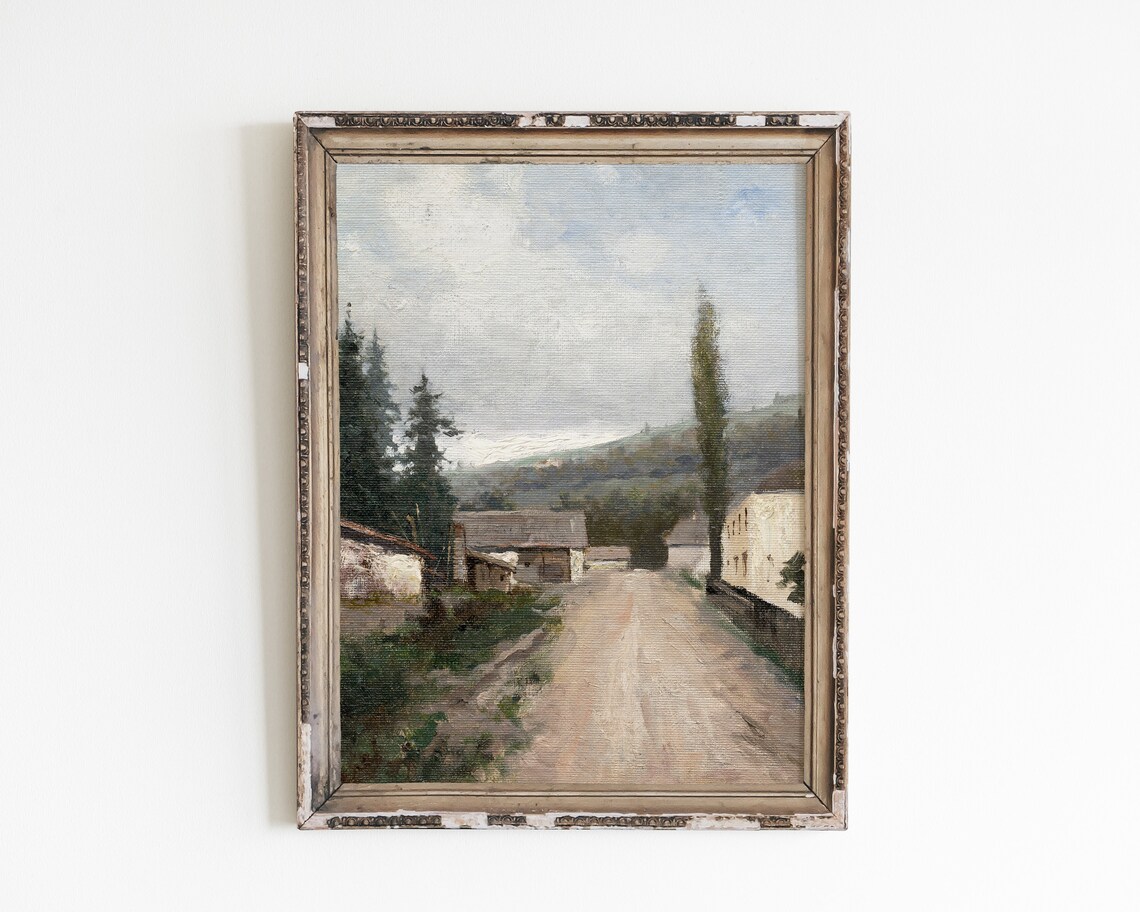 Vintage European Landscape Art Print, Provincial Style