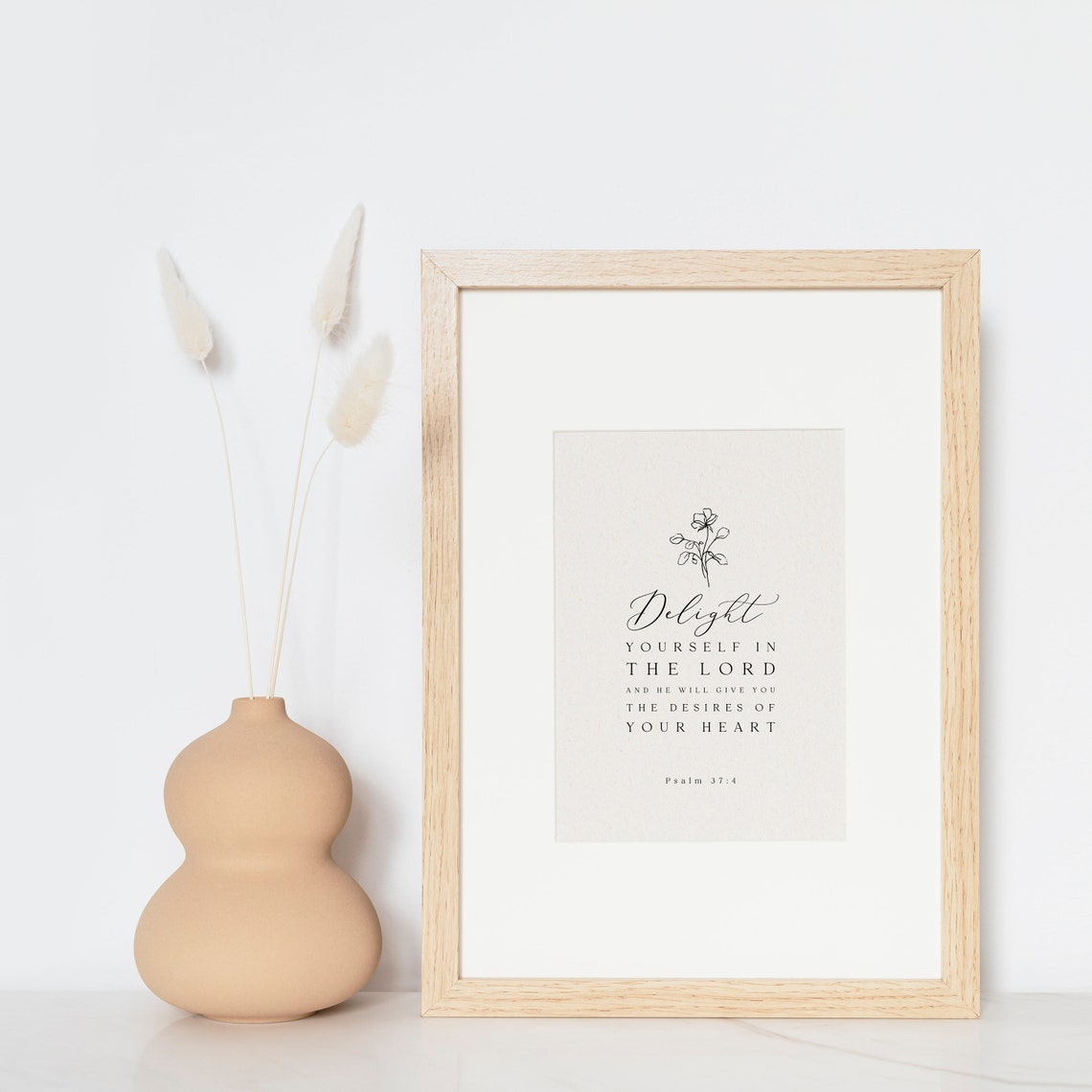 Delight Yourself In The Lord Psalm 37:4 Floral Scripture Poster - Image 2