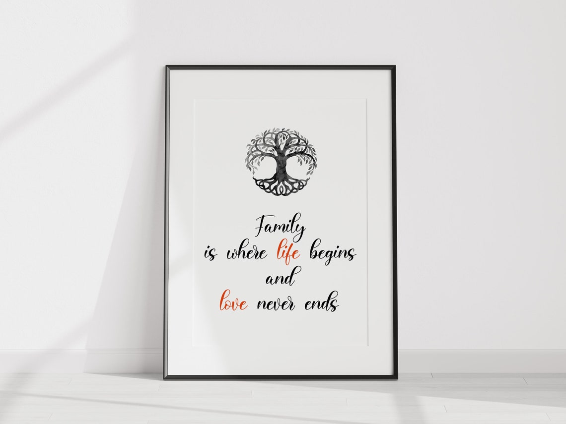 Family Is Where Life Begins Tree Of Life Quote Wall Decor Poster - Image 3