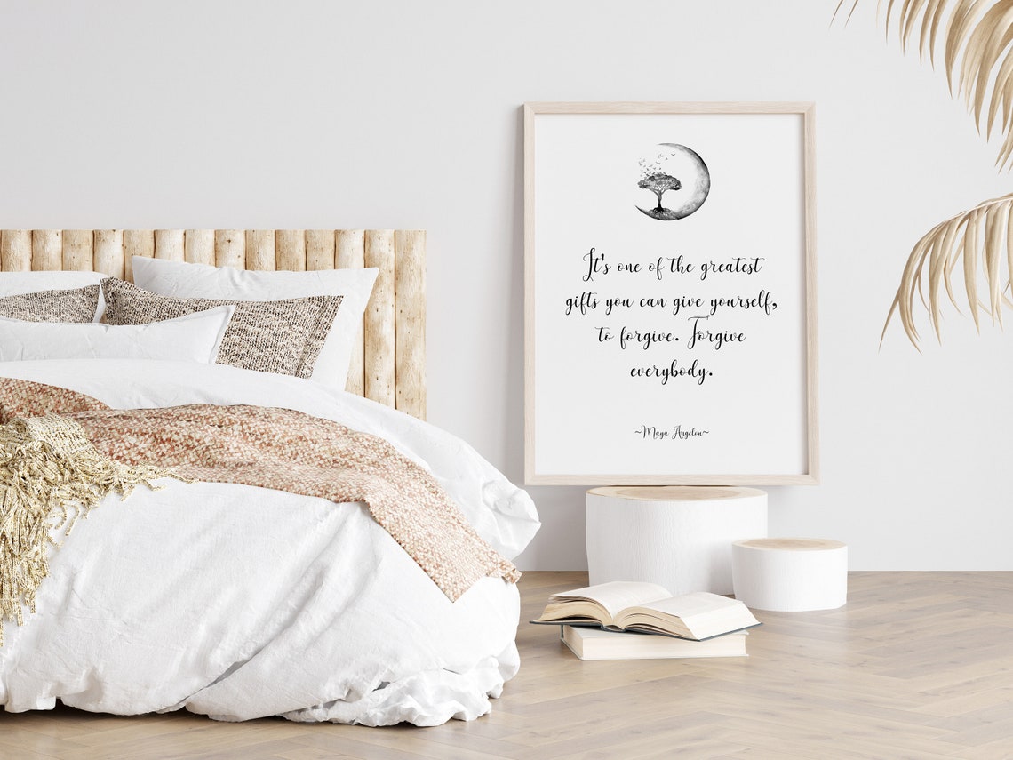 Maya Angelou Forgiveness Quote Moon Tree Minimalist Poetry Poster - Image 3