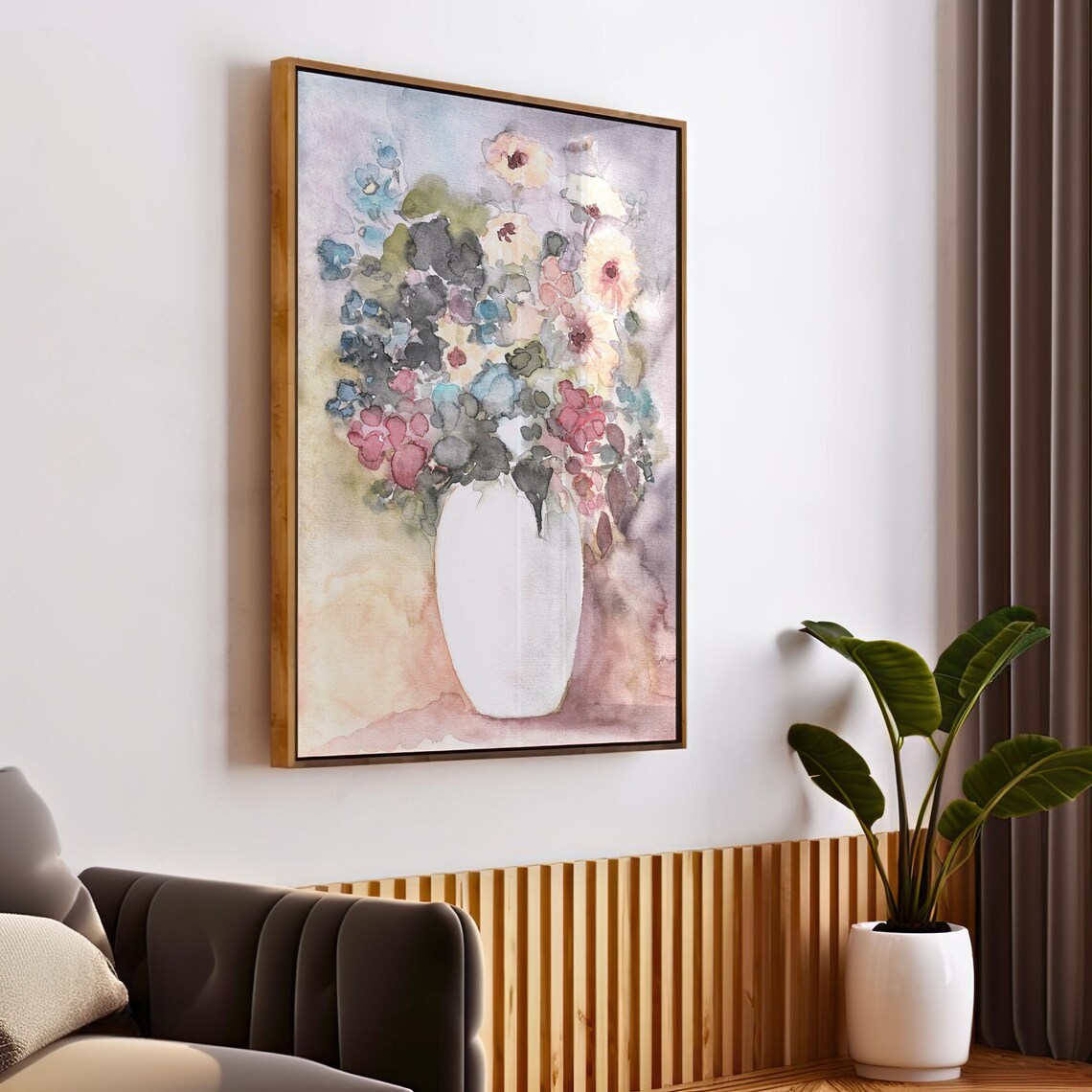 Muted Floral Still Life, Vintage Botanical Art Print - Image 3