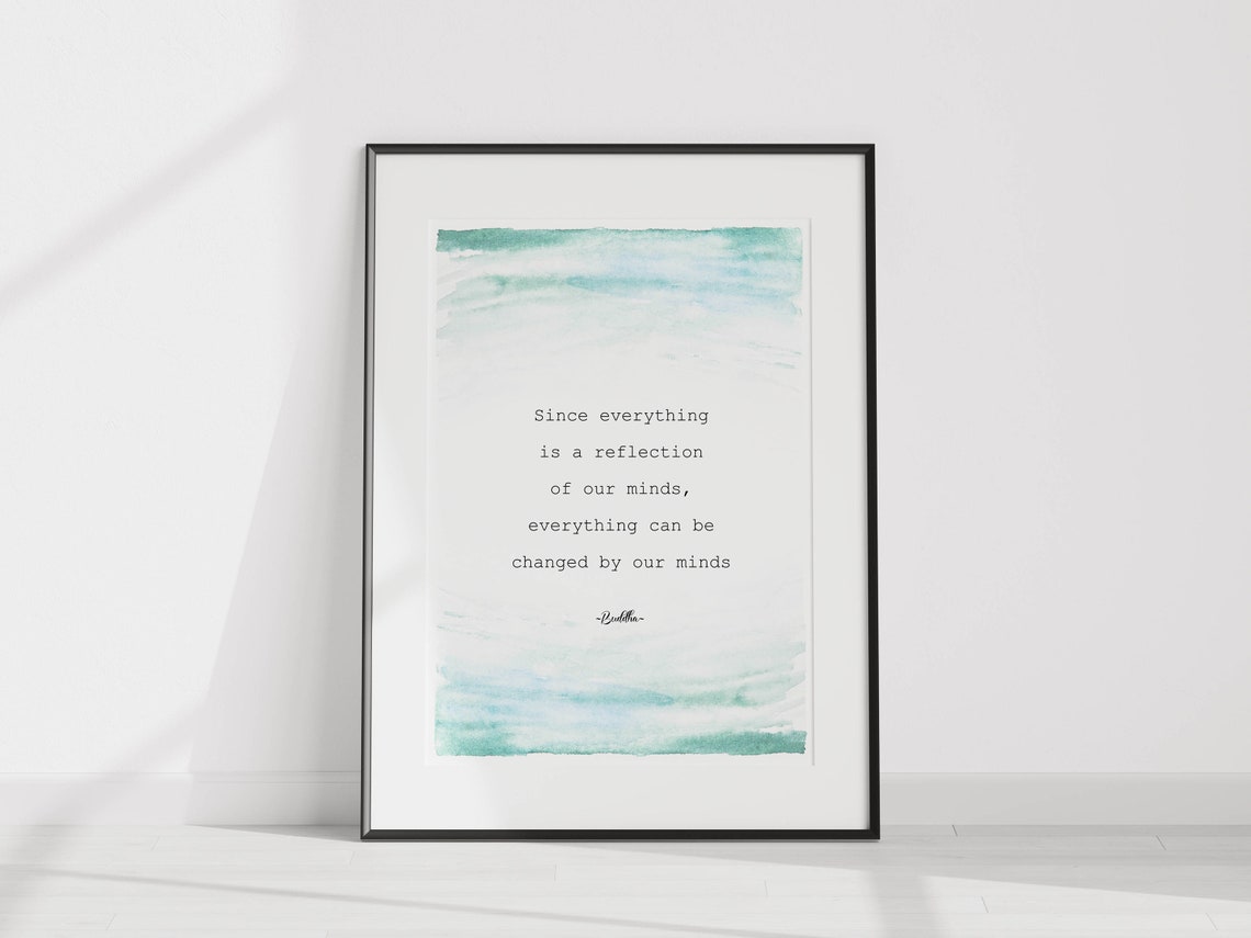 Buddha Mindfulness Quote Teal Watercolor Calm Mindset Poster - Image 2