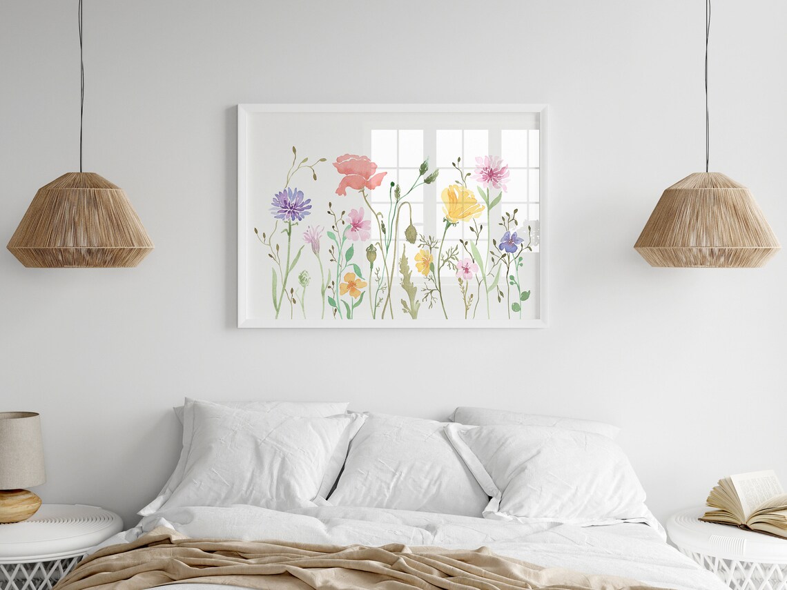 Soft Pastel Wildflowers Delicate Floral Watercolor Garden Poster - Image 3