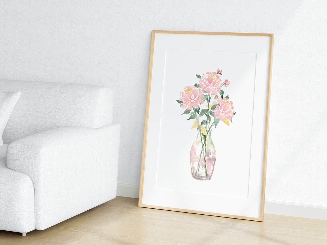 Peony Watercolor Print, Floral Bouquet Art Print - Image 2