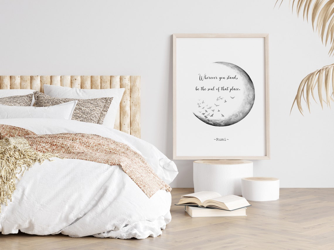 Rumi Wherever You Stand Full Moon Birds Calligraphy Quote Poster - Image 3