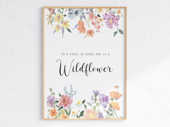 Wildflower Watercolor Floral Quote Art Print