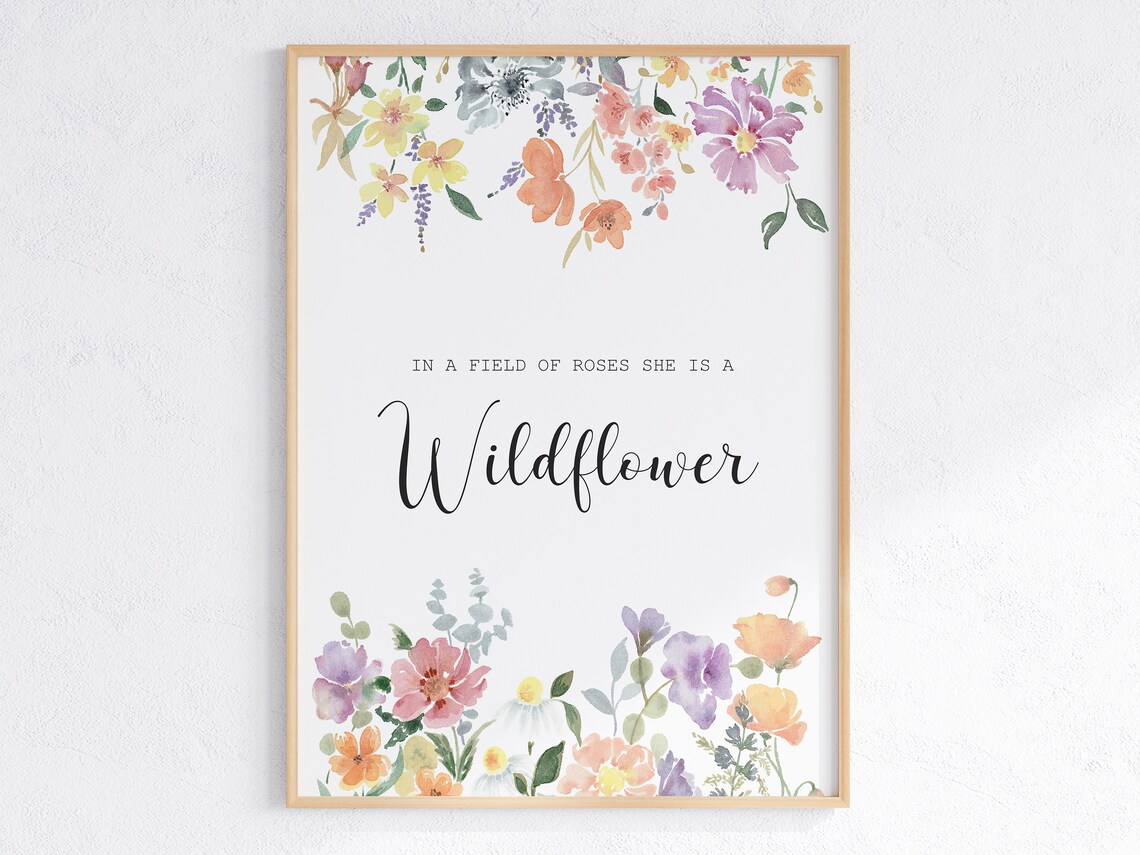 Wildflower Watercolor Floral Quote Art Print