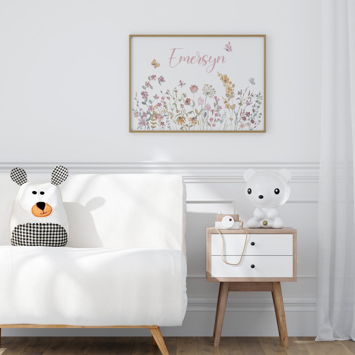 Emersyn Wildflower Nursery Name Sign Personalized Baby Room Poster - Image 2