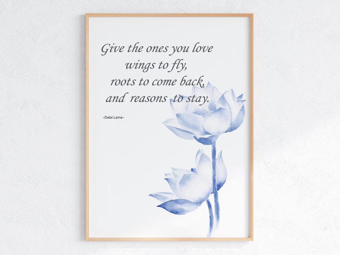 Dalai Lama Give Wings To Fly Love Quote Lotus Watercolor Poster - Image 3