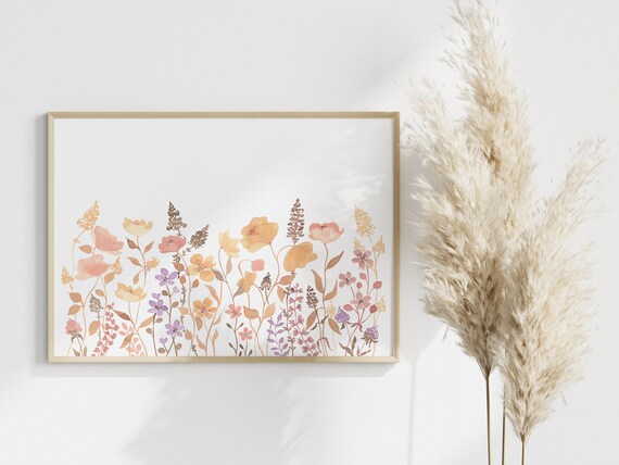 Boho Wildflower Watercolor Art Print