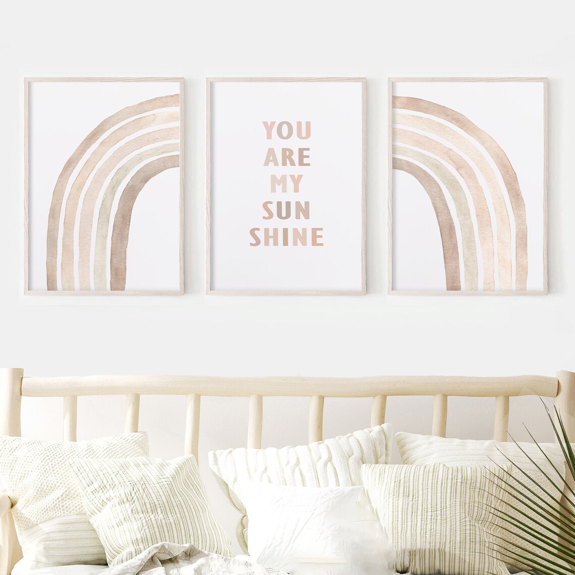 You Are My Sunshine Sweet Nursery Rainbow 3 Piece Art Poster - Image 2