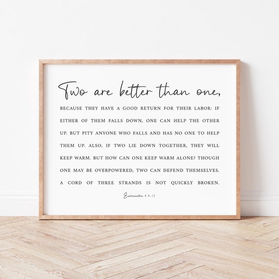 Two Are Better Than One Wedding Bible Poster