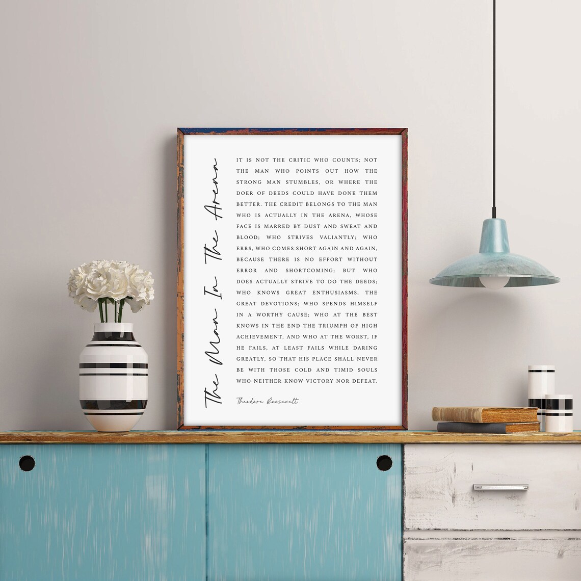 The Famous Man In The Arena Theodore Roosevelt Quote Art Poster - Image 2