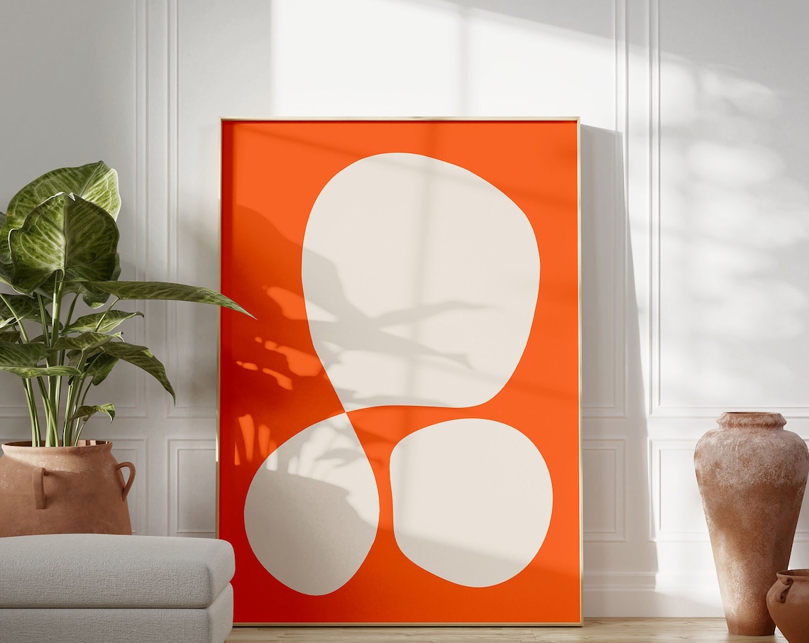 Orange Minimalist Abstract Art Print, Modern Poster