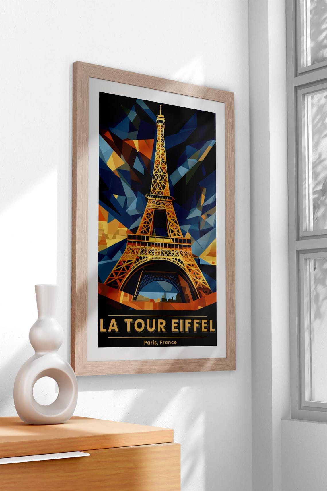 Vintage La Tour Eiffel Paris Golden Geometric Night Sky Art Poster - Image 3