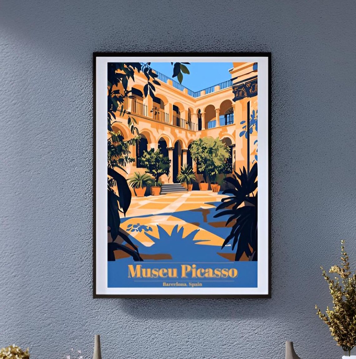 Vintage Museu Picasso Barcelona Courtyard Arches Garden Poster