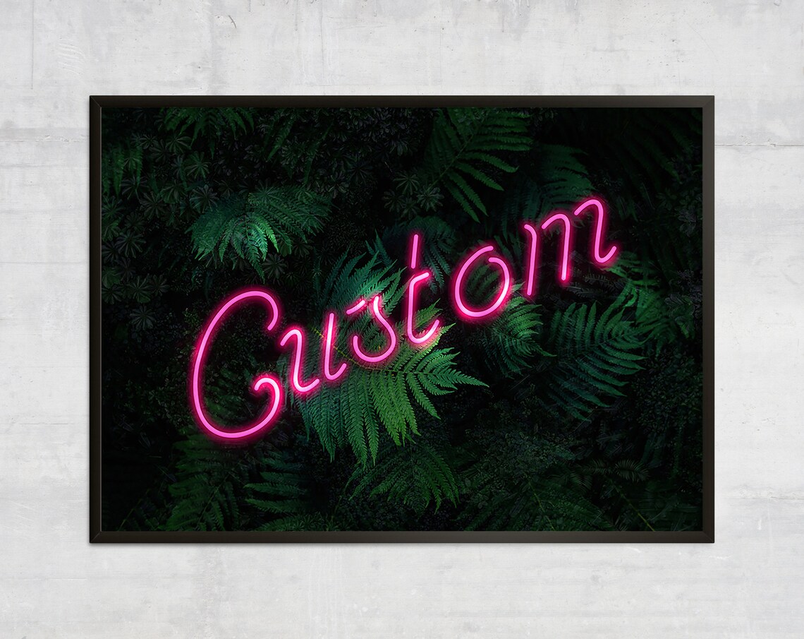 Personalised Pink Neon Quote Floral Art Print