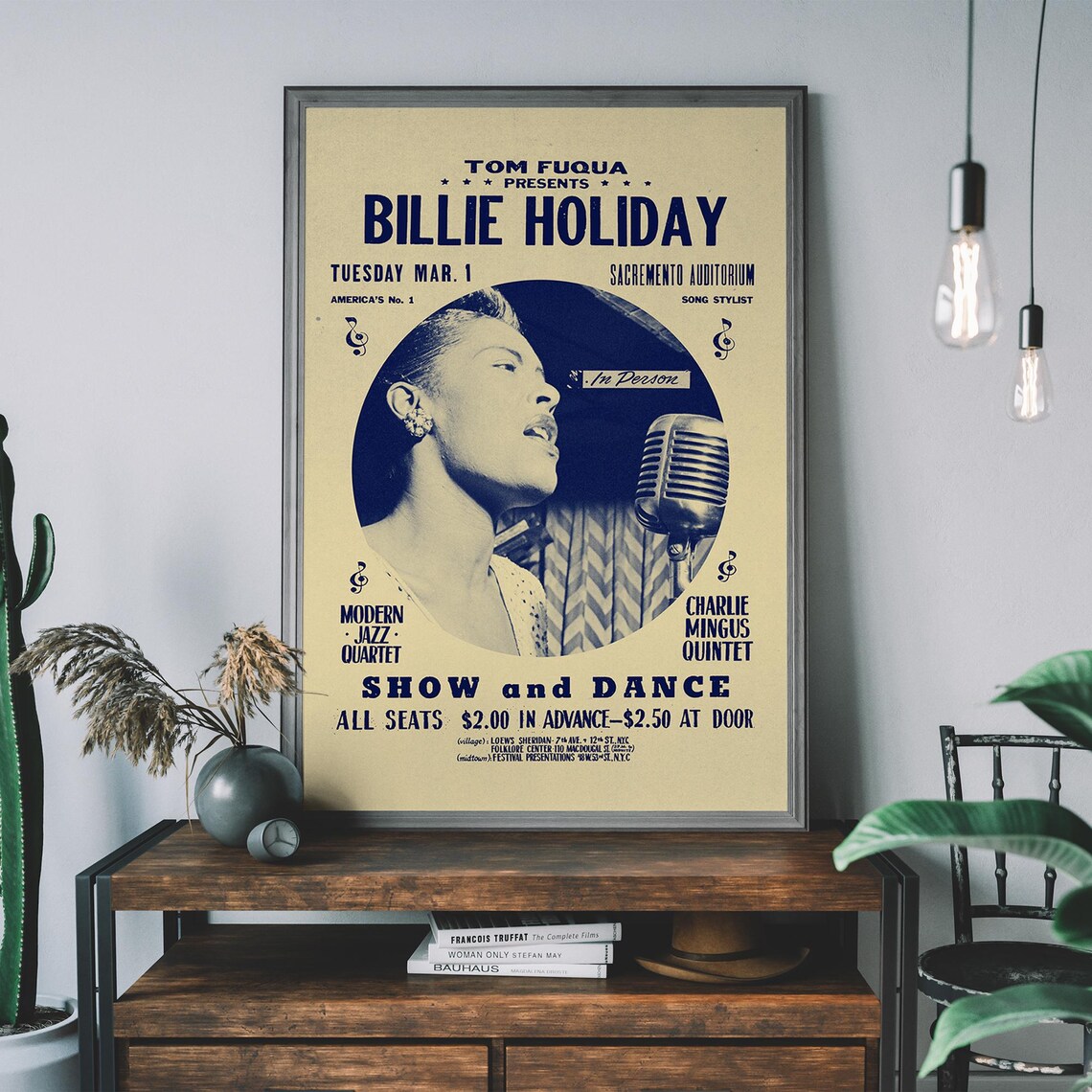 Vintage Billie Holiday Jazz Poster, Music Quote Art Print