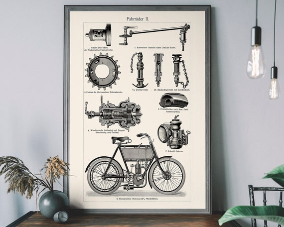 Vintage Bicycle Patent Print Antique Sport Wall Art Retro Cycling Illustration