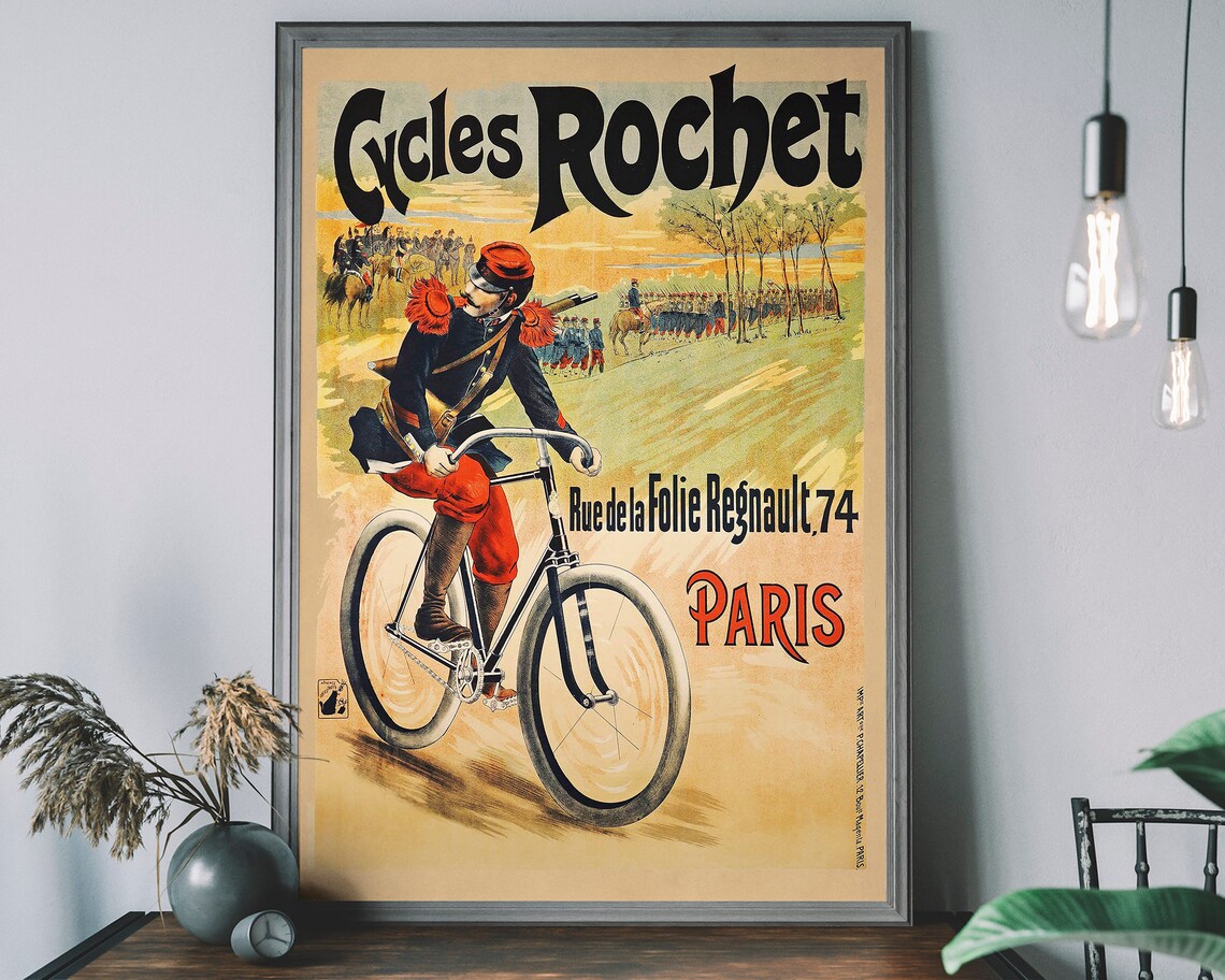 Vintage Cycles Rochet French Bicycle Advertising Poster Paris