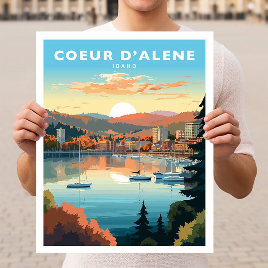 Coeur d'Alene Idaho Travel Poster, Wall Art Print
