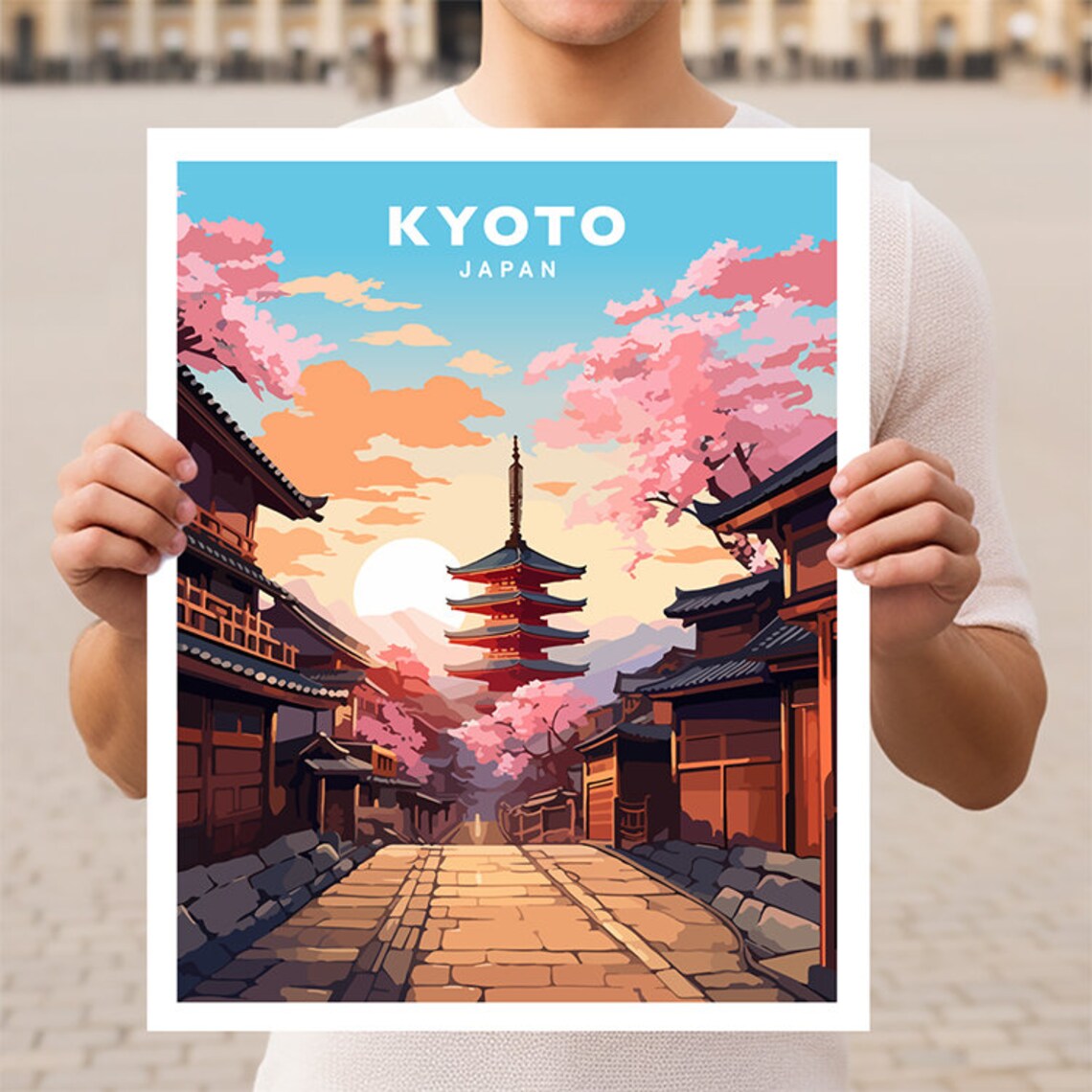 Kyoto Japan Travel Poster, Travel Wall Art