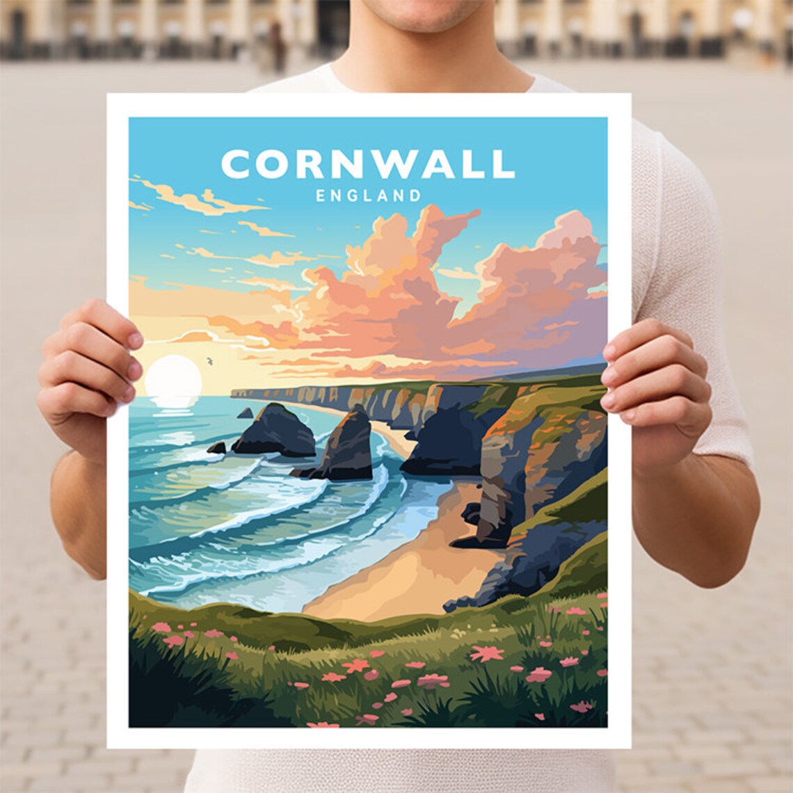 Cornwall England UK Travel Poster, Wall Art Print
