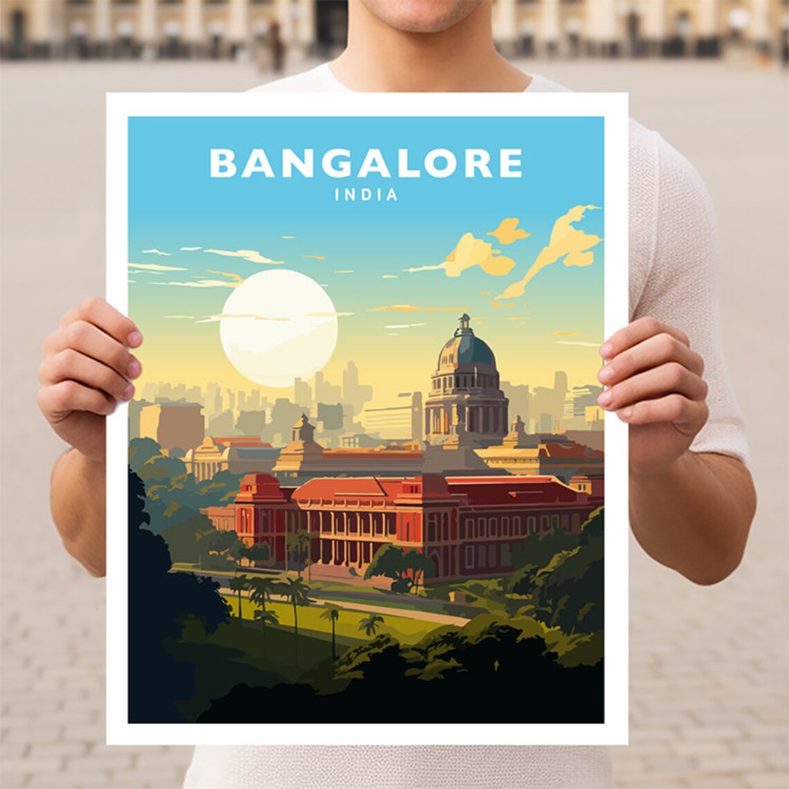 Bangalore India Travel Poster, Bengaluru Wall Art
