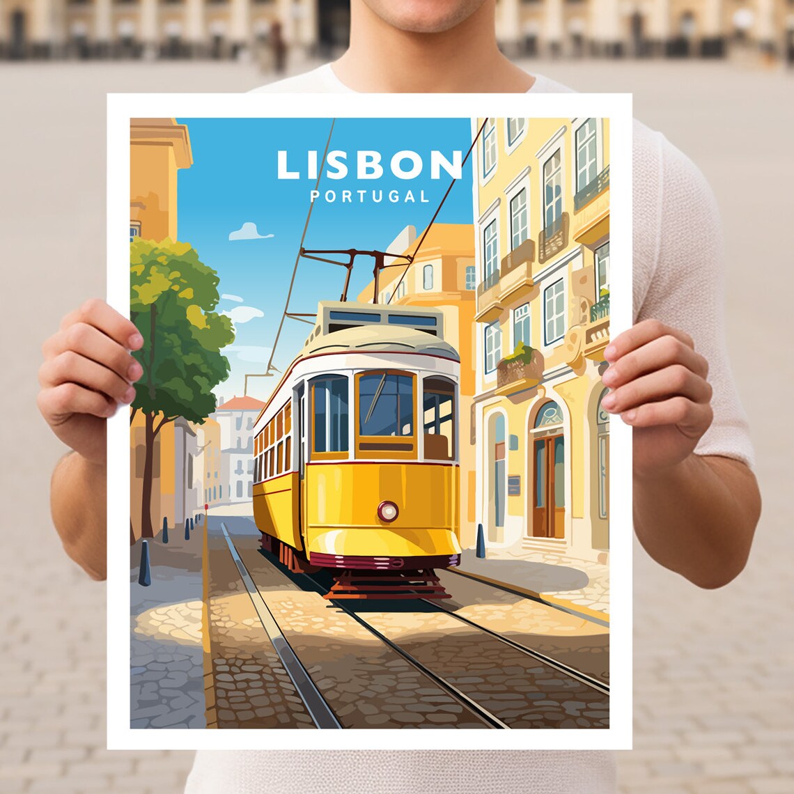 Lisbon Portugal Travel Poster, European Wall Art