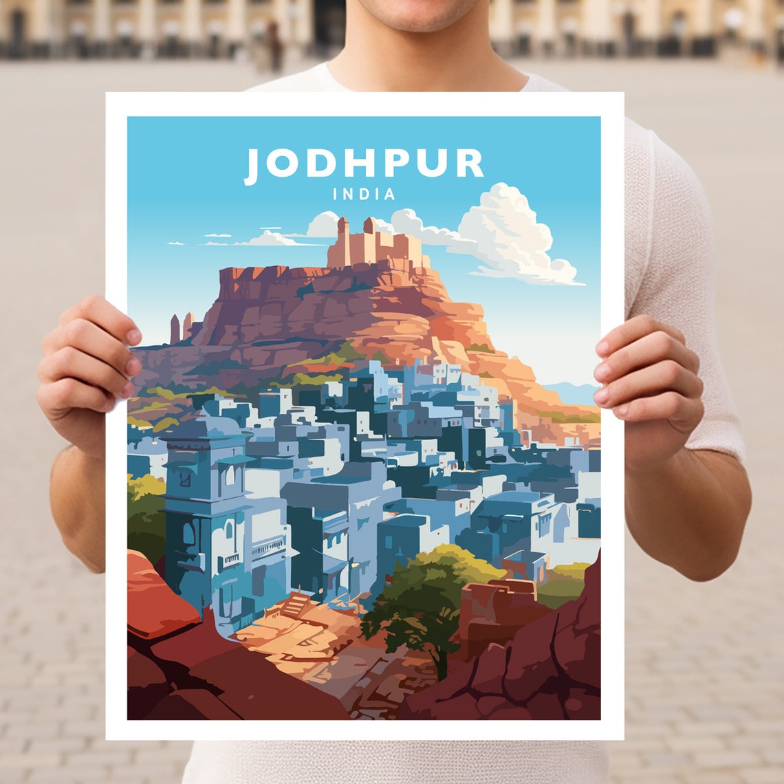 Jodhpur India Royal Blue City Mehrangarh Fort Hilltop View Poster