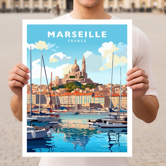 Marseille France Travel Poster, European Wall Art