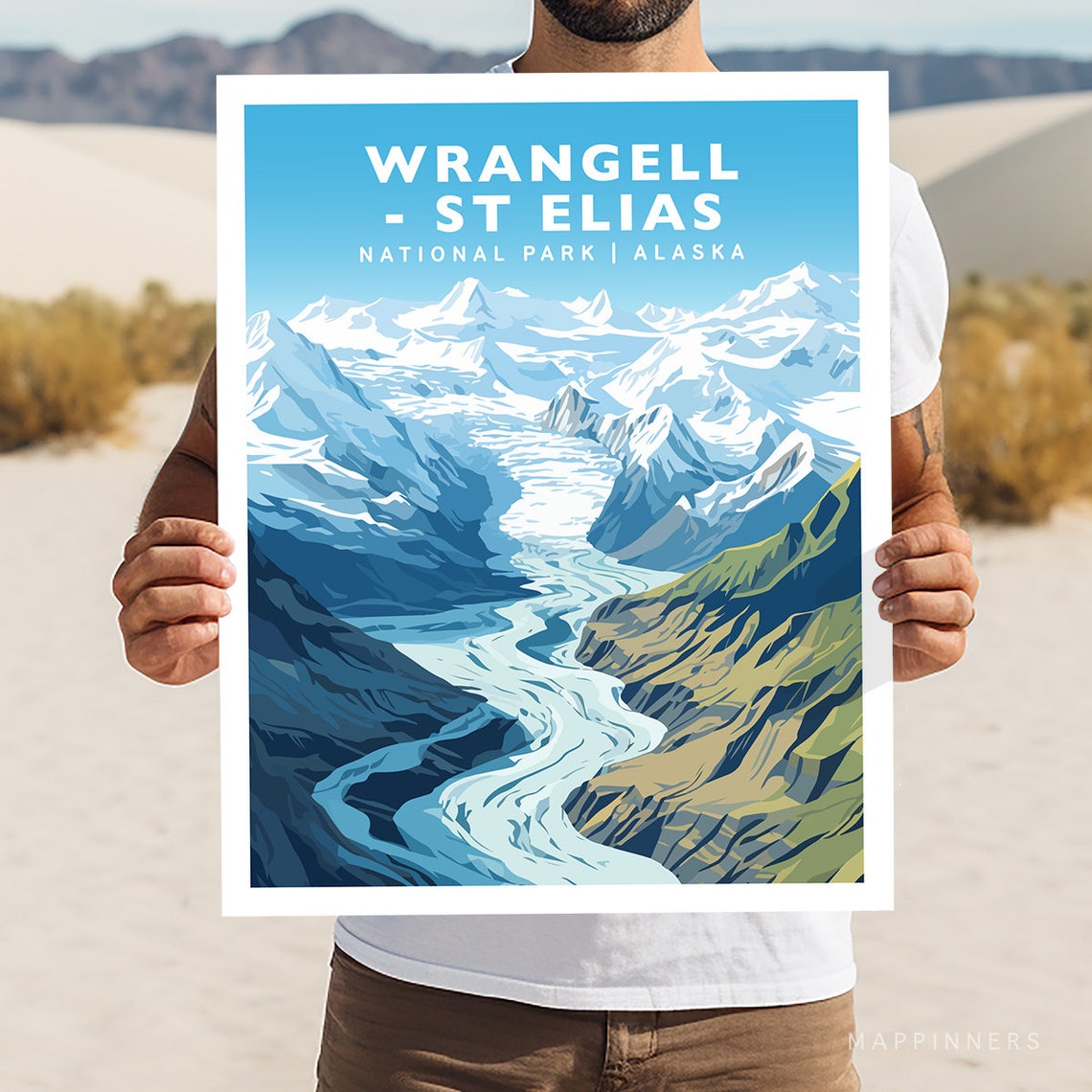 Wrangell St Elias Alaska National Park Glacier Mountain Travel Poster