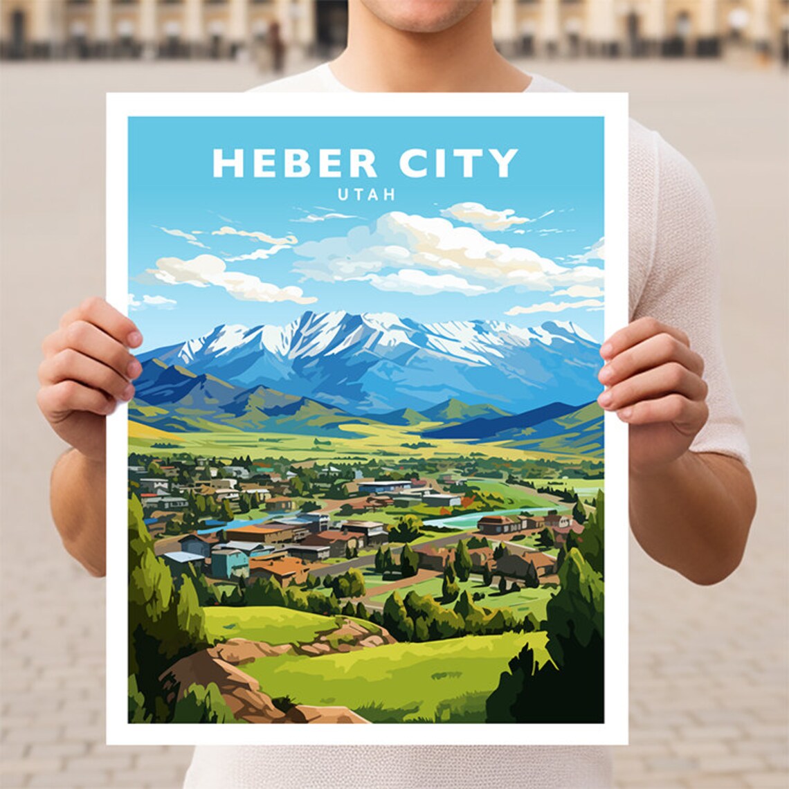 Heber City Utah Travel Poster, Wall Art Print