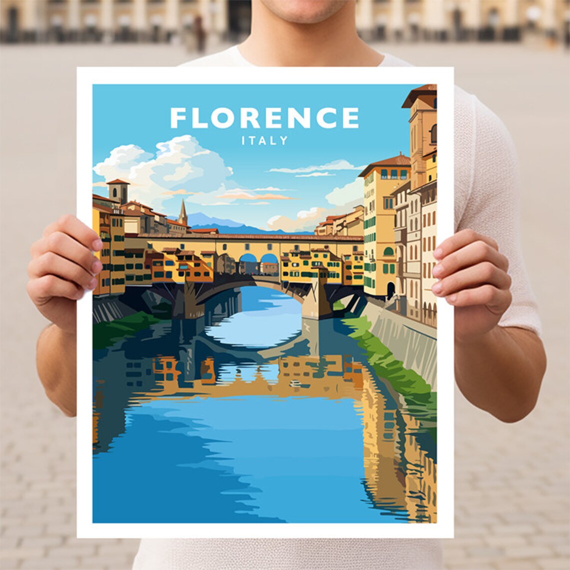 Florence Italy Ponte Vecchio Travel Poster Print