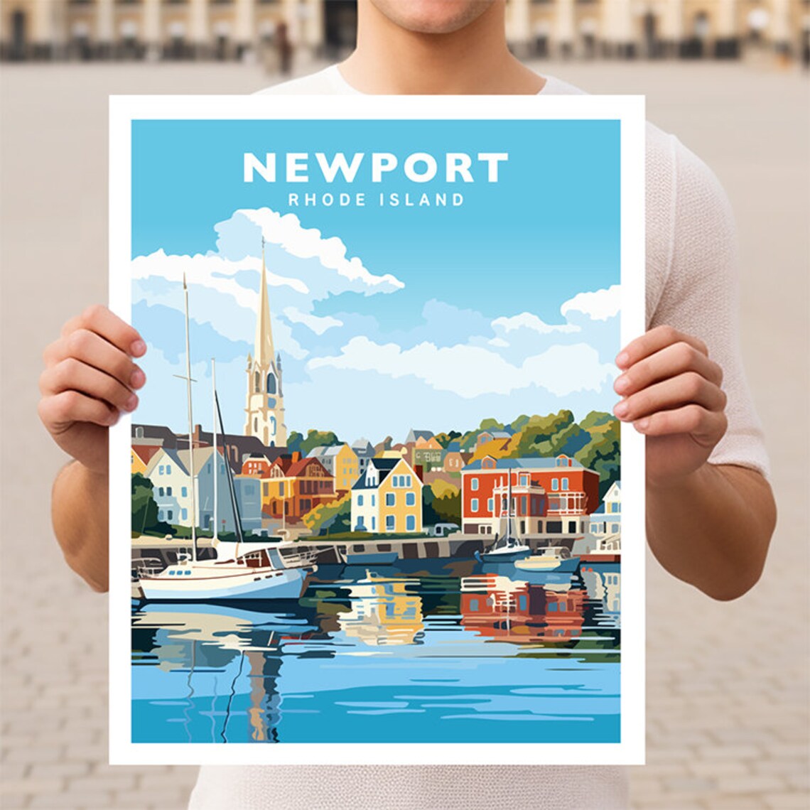 Newport Rhode Island Travel Poster, Coastal Place