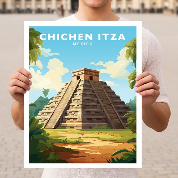Chichen Itza Mexico Mayan Ruins Travel Wall Art Poster Print