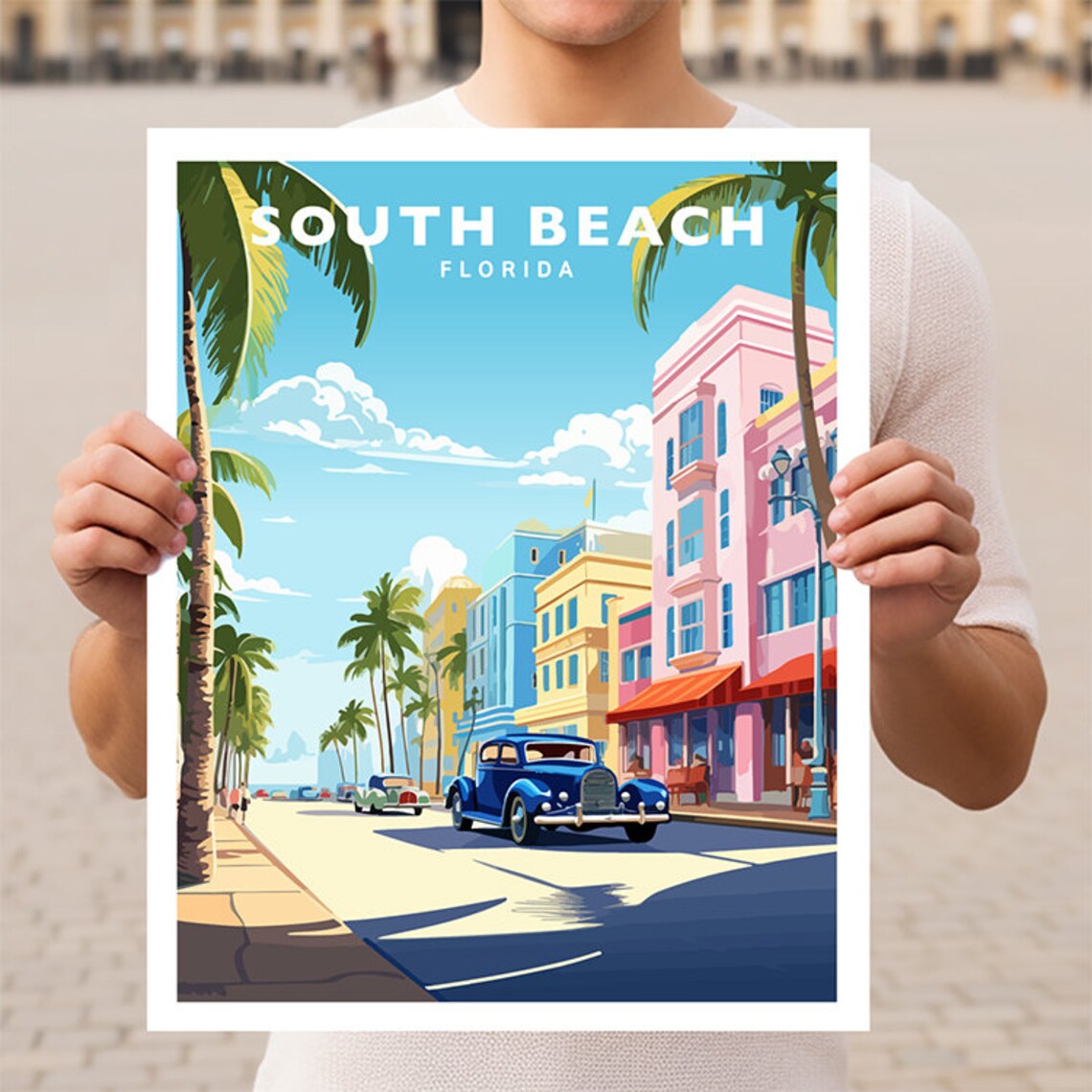 South Beach Miami Beach Ocean Drive Travel Poster