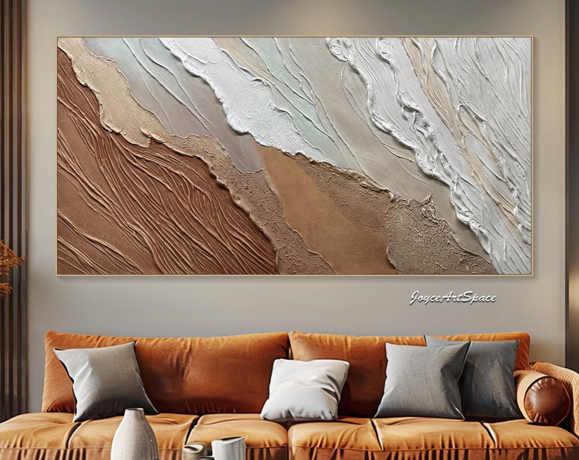 Earth Tone Sand Dune Wave Textured 3D Neutral Abstract Art Poster