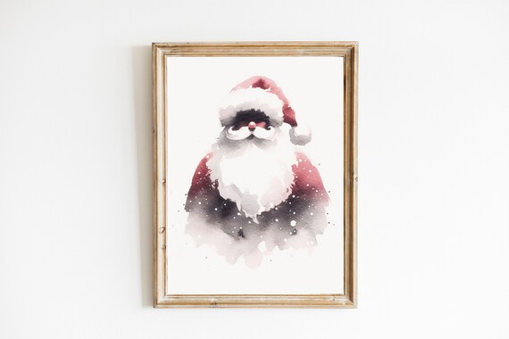 Watercolour Santa Christmas Decor Art Print