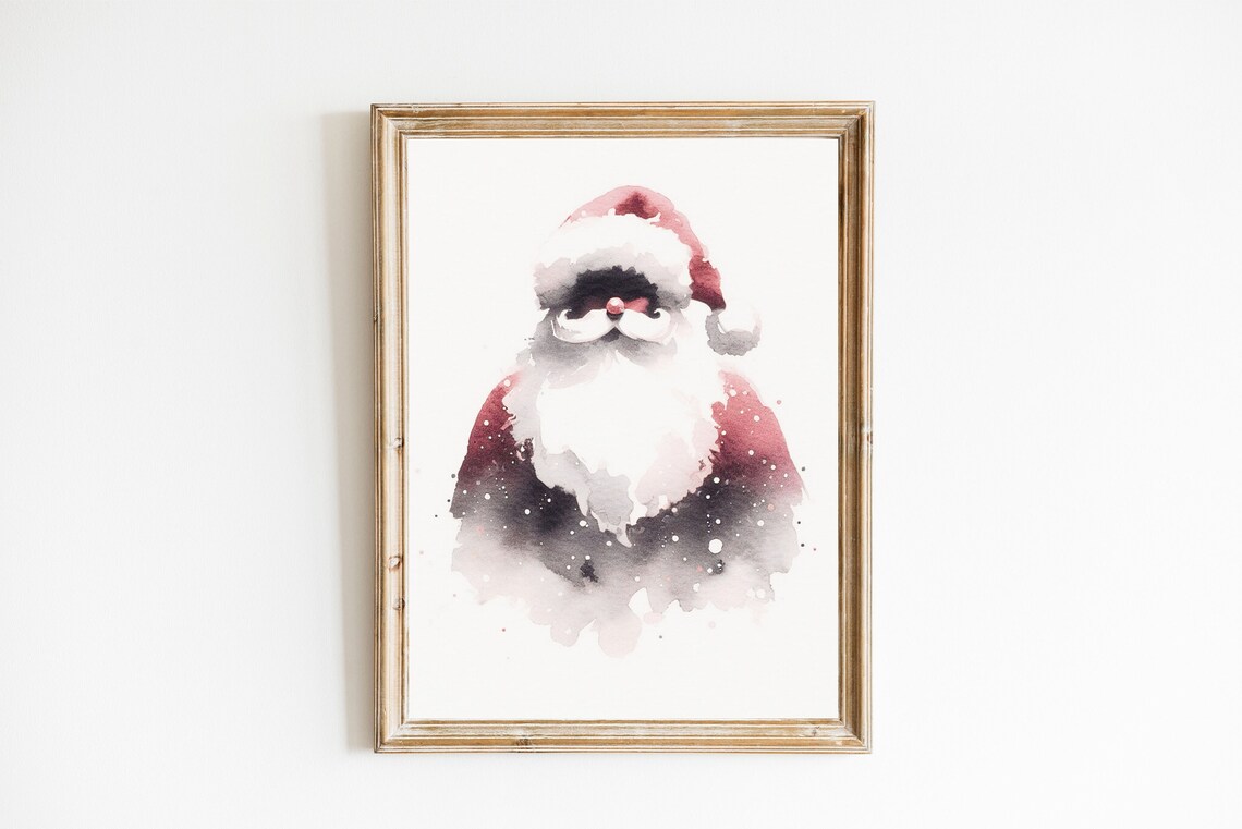 Watercolour Santa Christmas Decor Art Print