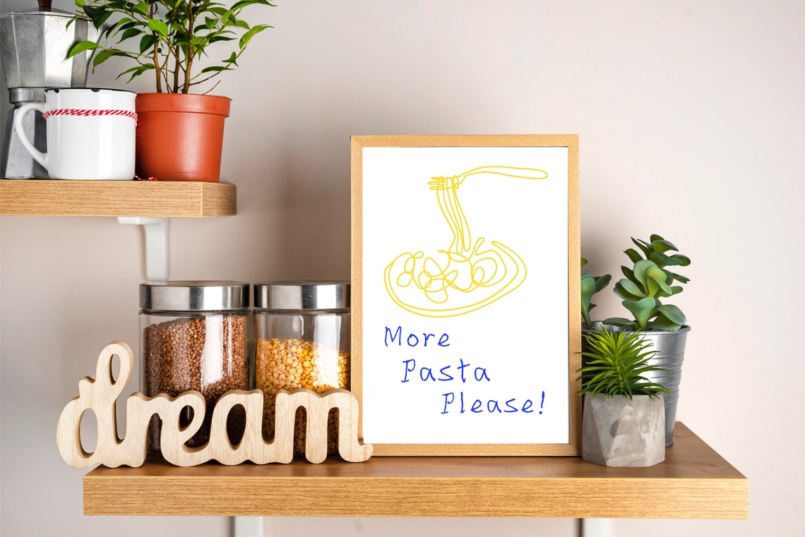Aesthetic Kitchen Decor Funny Pasta Poster More Pasta Please Print Trendy Kitchen Wall Art Minimalist Kitchen Decor - Image 3